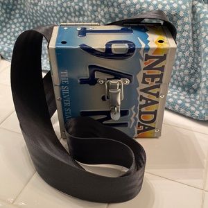 Brand New NV License Plate Purse with seatbelt material strap